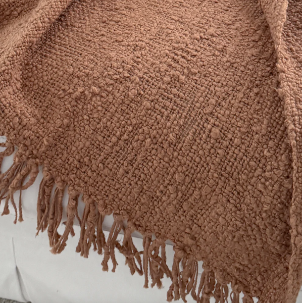 Cozy Cotton Boucle Fringe Throw