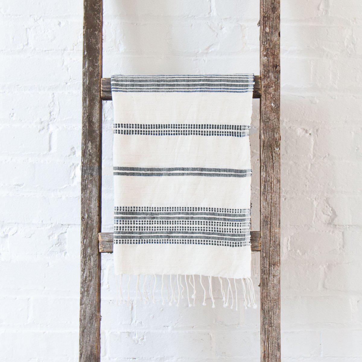 Aden Grey Stripes Hand Towel - Shop Hand Loomed Towels - Dear Keaton