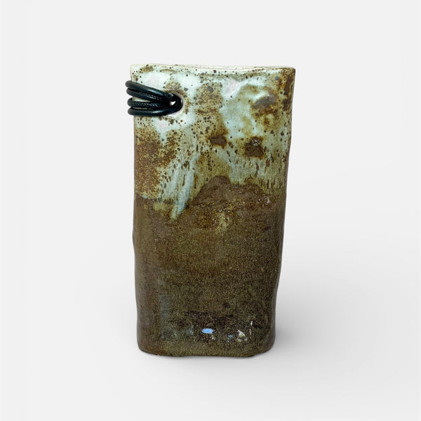 Organic Hand Built Vessel with Leather