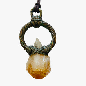 Citrine and Vintage Pendant Necklace