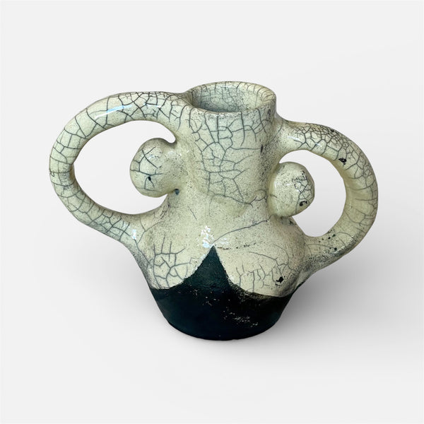 Black and White Raku Vessel