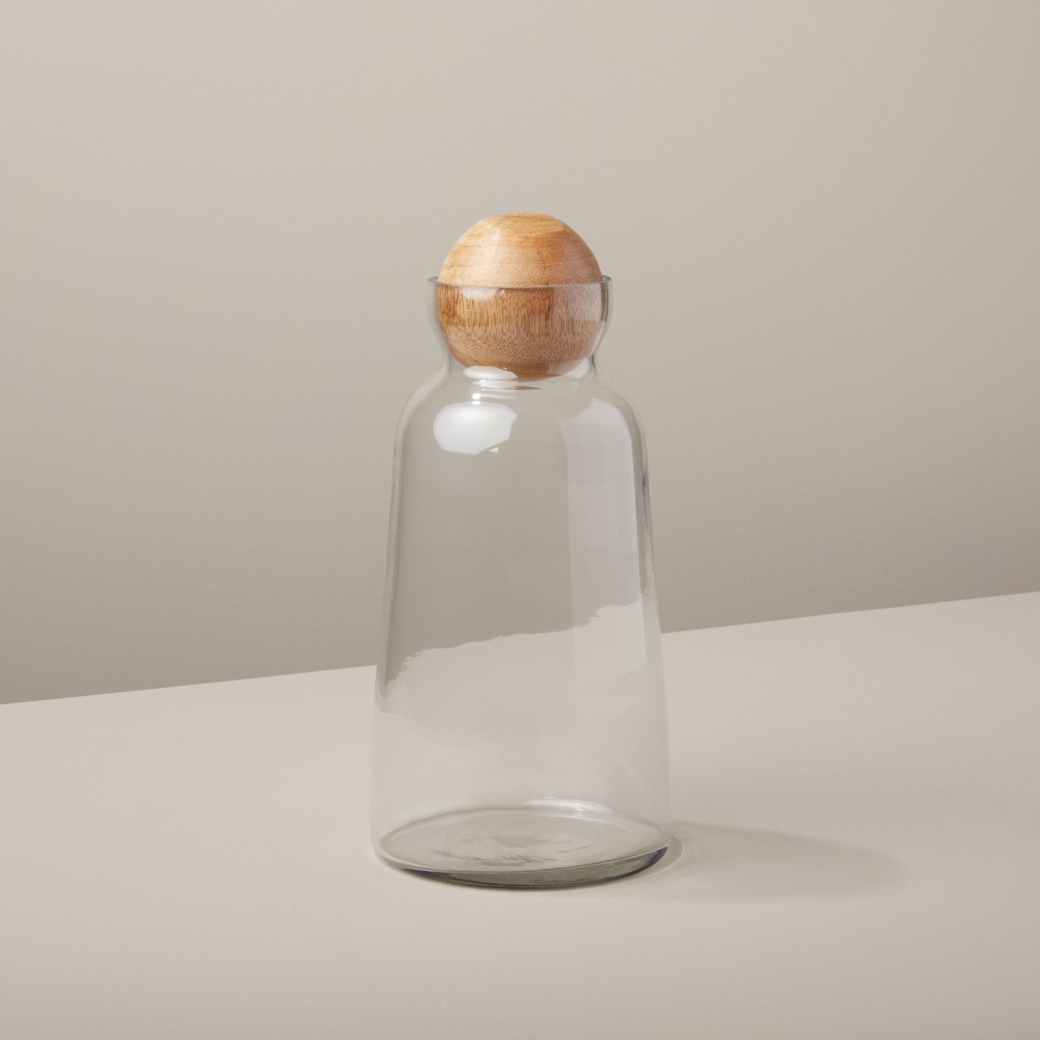 Glass and Mango Wood Decanter