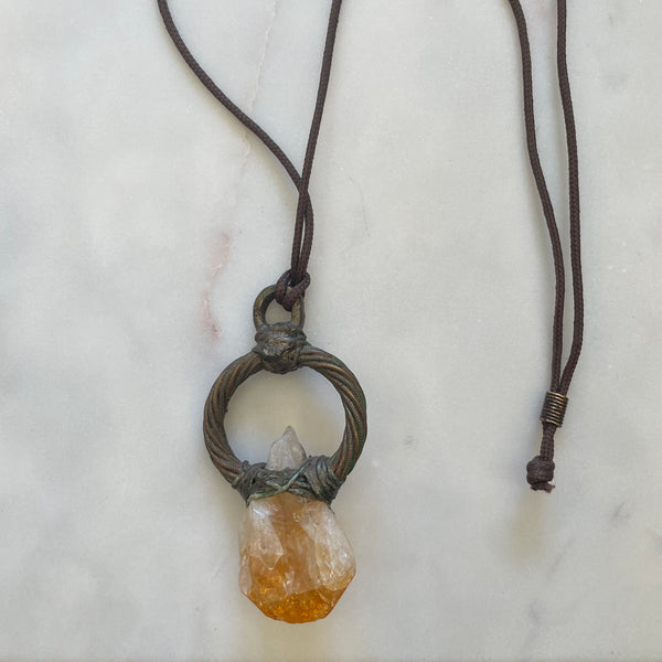 Citrine and Vintage Pendant Necklace