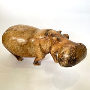 XL Carved Wood Hippo
