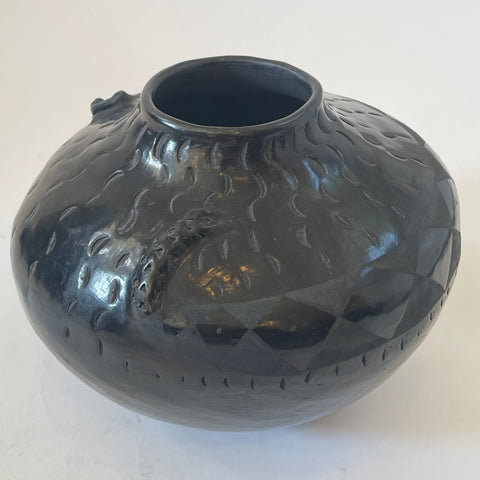 Black Mexican Pottery With Snake