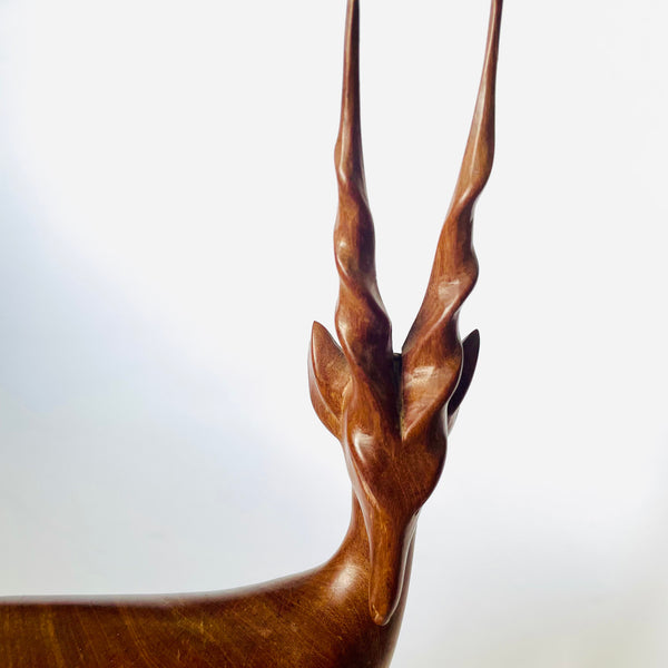 Carved Wood Antelope Mother and Child