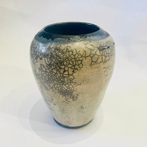 Grey and White Raku vase