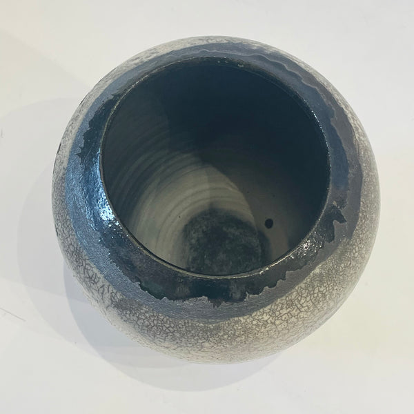 Grey and White Raku vase