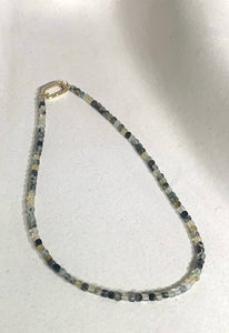 Large Beaded Necklace with Square Push Clasp