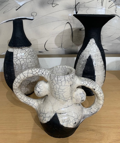 Black and White Raku Vessel