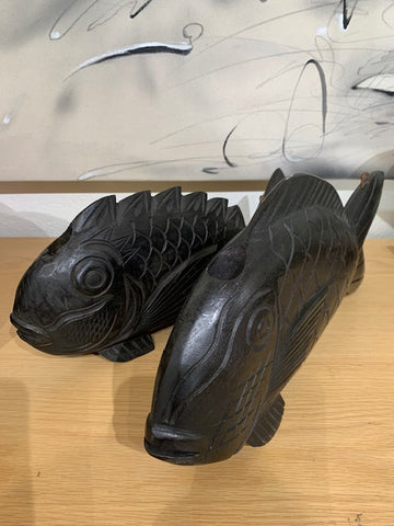 Antique Wood Carved Japanese Fish