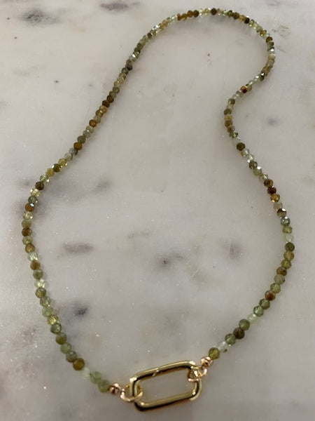 Large Beaded Necklace with Square Push Clasp