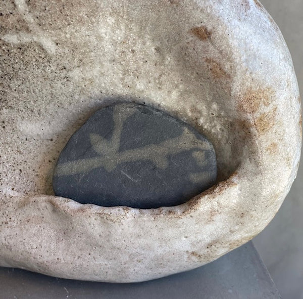 Hand Built Vase with Stone Pocket