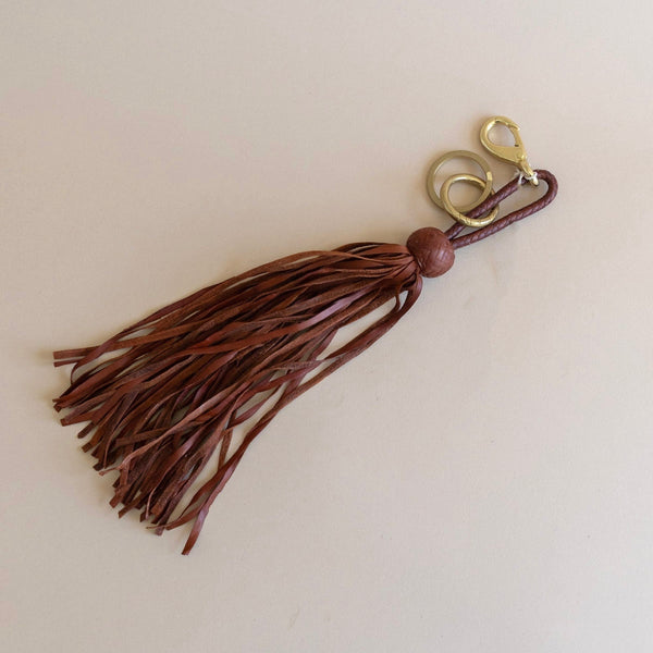 Leather & Brass Tassel Keychain