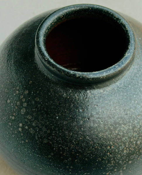 Round Black Speckled Vase