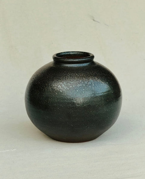 Round Black Speckled Vase