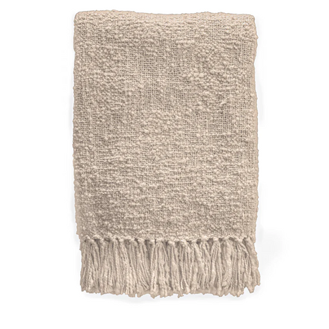 Cozy Cotton Boucle Fringe Throw