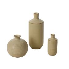 Beige Striated Bud Vase