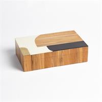 Wooden Inlaid Box, Black and Ivory