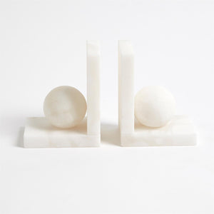 Alabaster Ball Bookends, pair
