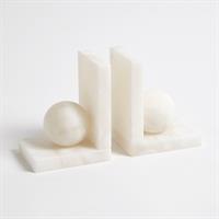 Alabaster Ball Bookends, pair