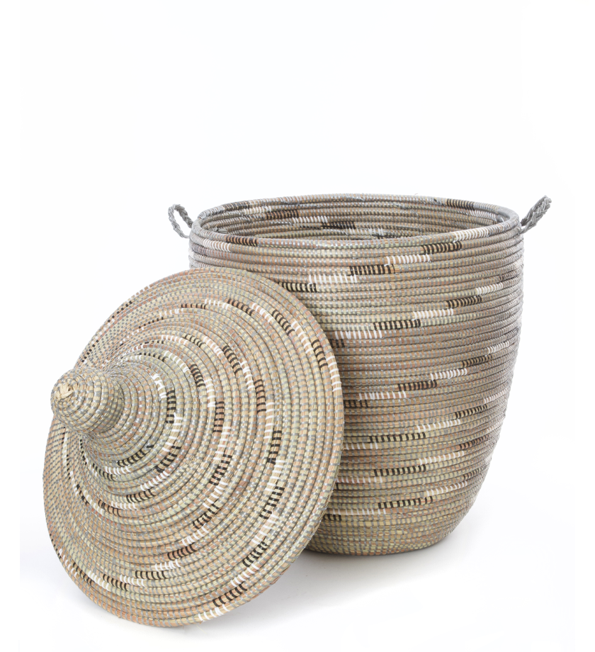Large Silver Swirl Lidded Basket