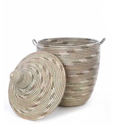 Large Silver Swirl Lidded Basket