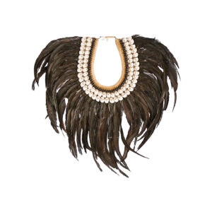 Black Feather and Shell Collar Decorative Necklace