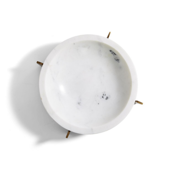 White Marble Bowl with Gold Stand