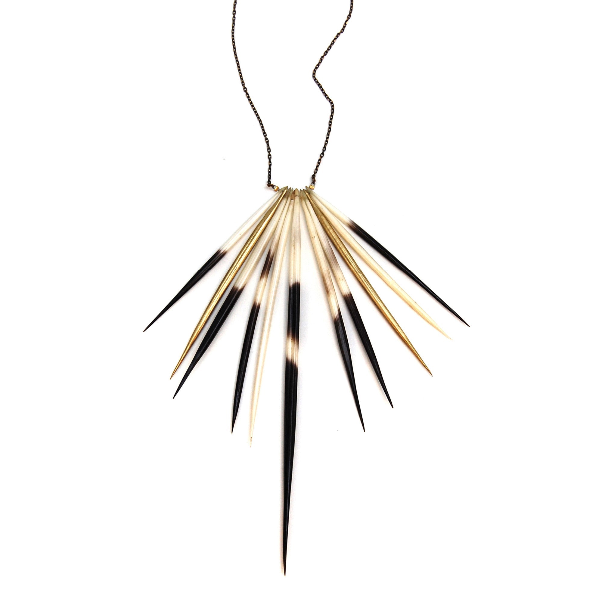 Porcupine Quill/Brass Quill Bib Necklace