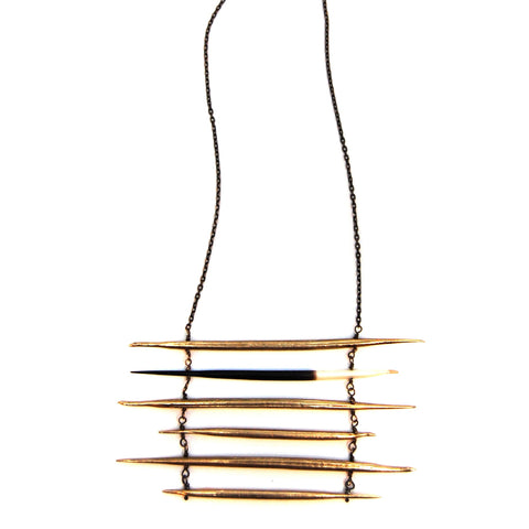 Porcupine Quill/Brass Quill Ladder Necklace