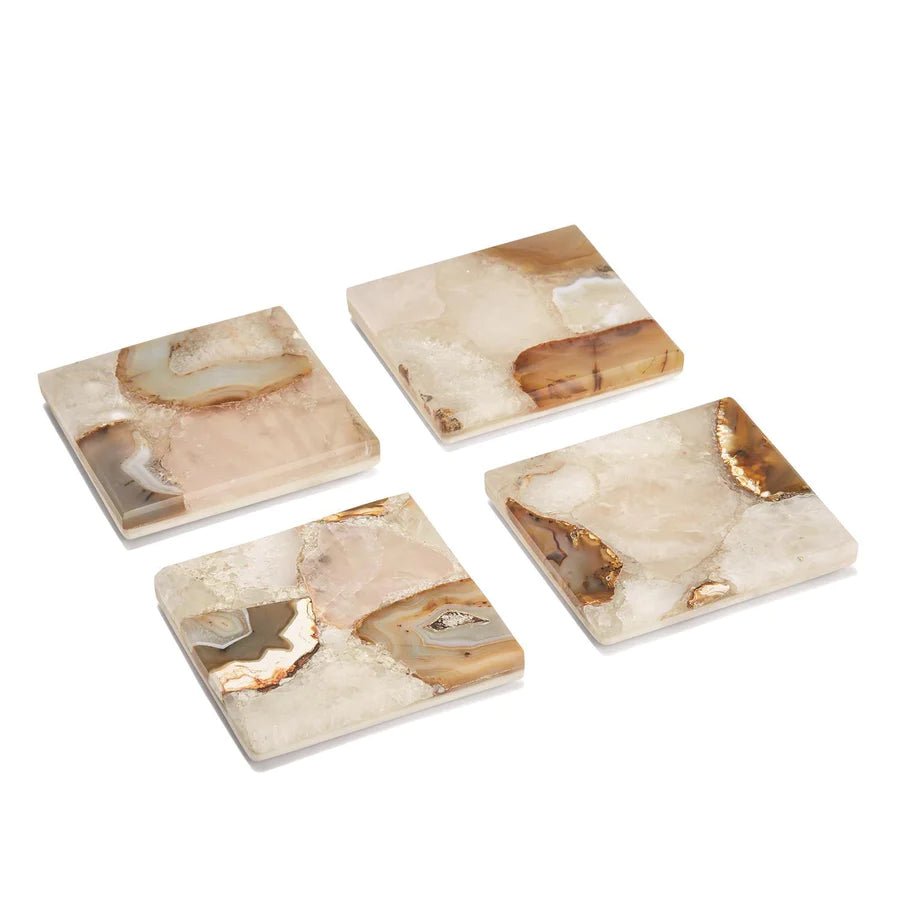 Agate Coasters with Marble Base S/4