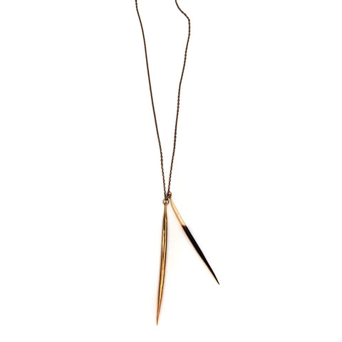 Porcupine Quill, Brass Quill Pendant Necklace