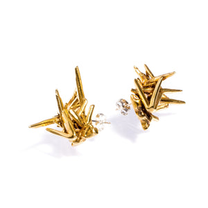 Chlorite Quartz Cluster Studs Brass