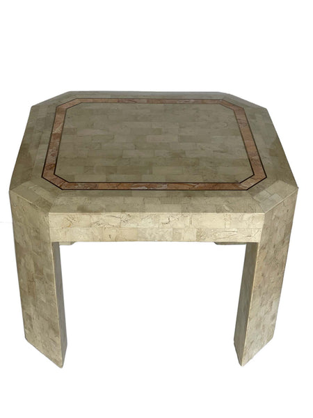 Pair of Maitland Smith Tessellated Side Tables with Brass Inlay